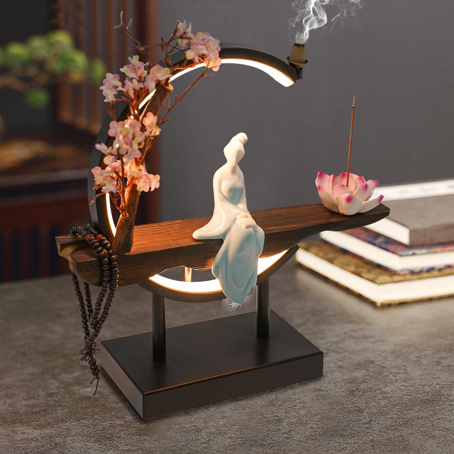 Bymaocar Incense Burner Set Backflow Tabletop Decor