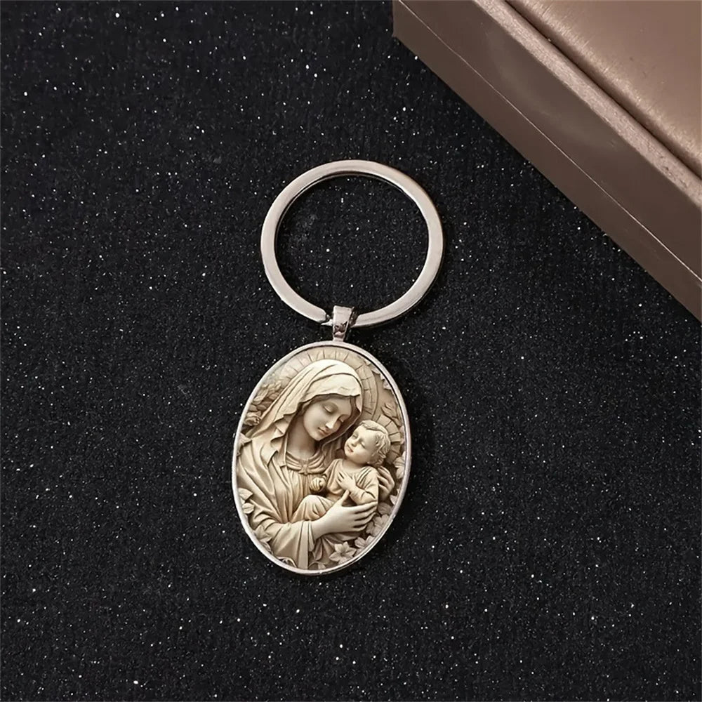 Keychain Virgin Mary Alloy Pendant Religious Charm