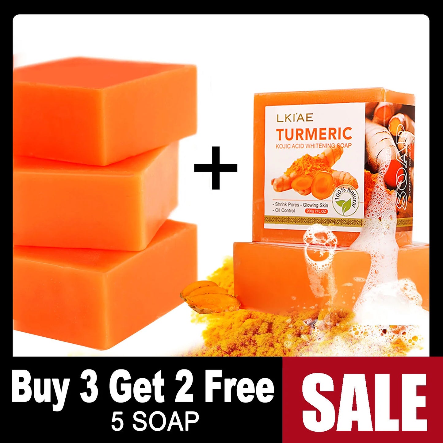 AILKE Turmeric Soap Bar Handmade Whitening Face And Body