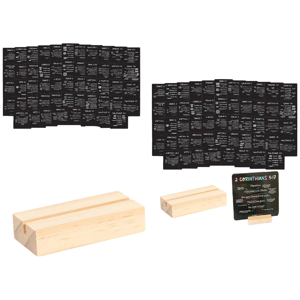 ALLOYSEED Scripture Cards With Wooden Stand Christian Bible Verses
