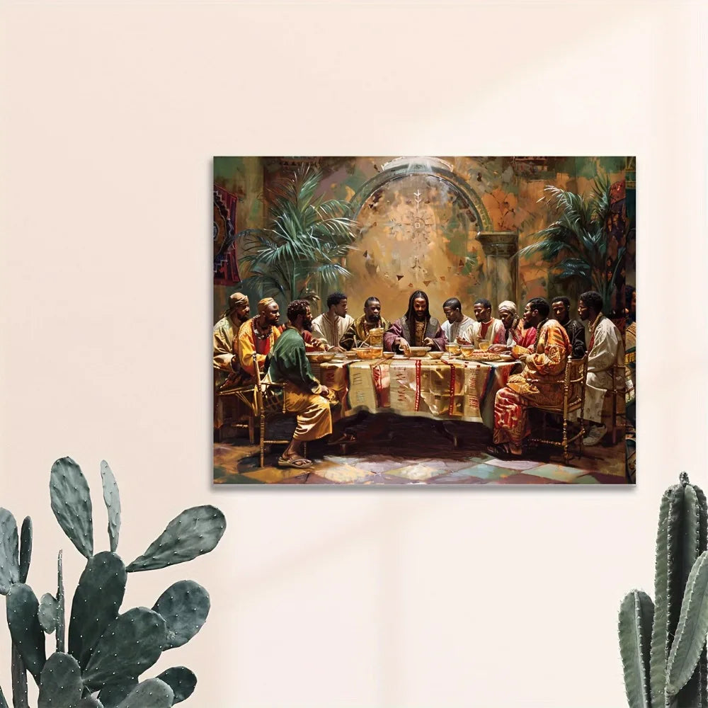 Canvas Mural Wood Frame Last Supper Artwork For Home Decor