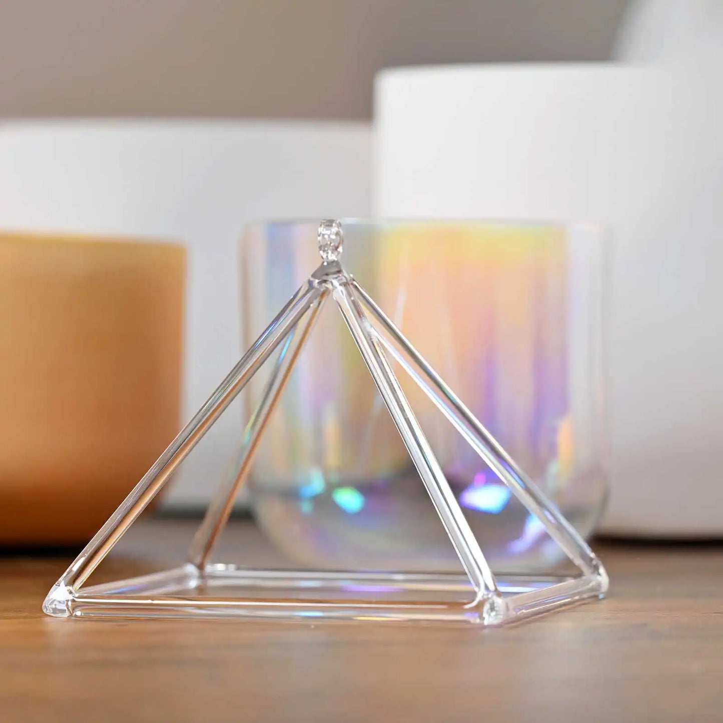 NONED Singing Bowl Crystal Pyramid For Meditation Practice