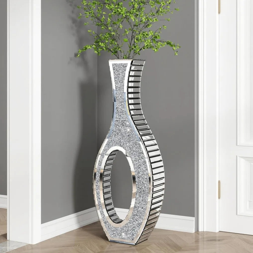 Function Floor Vase Crushed Diamond Glass Modern Decorative