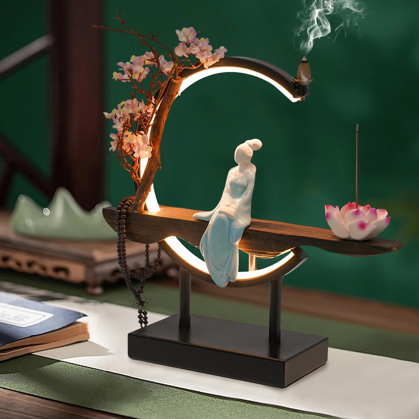 Bymaocar Incense Burner Set Backflow Tabletop Decor
