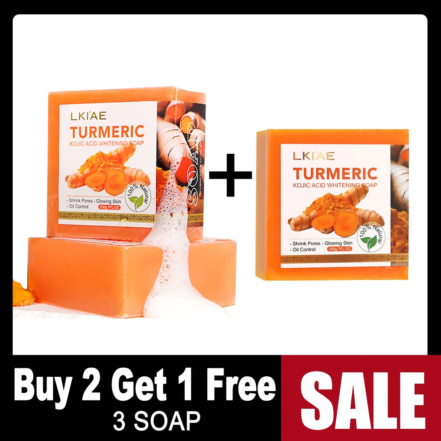 AILKE Turmeric Soap Bar Handmade Whitening Face And Body
