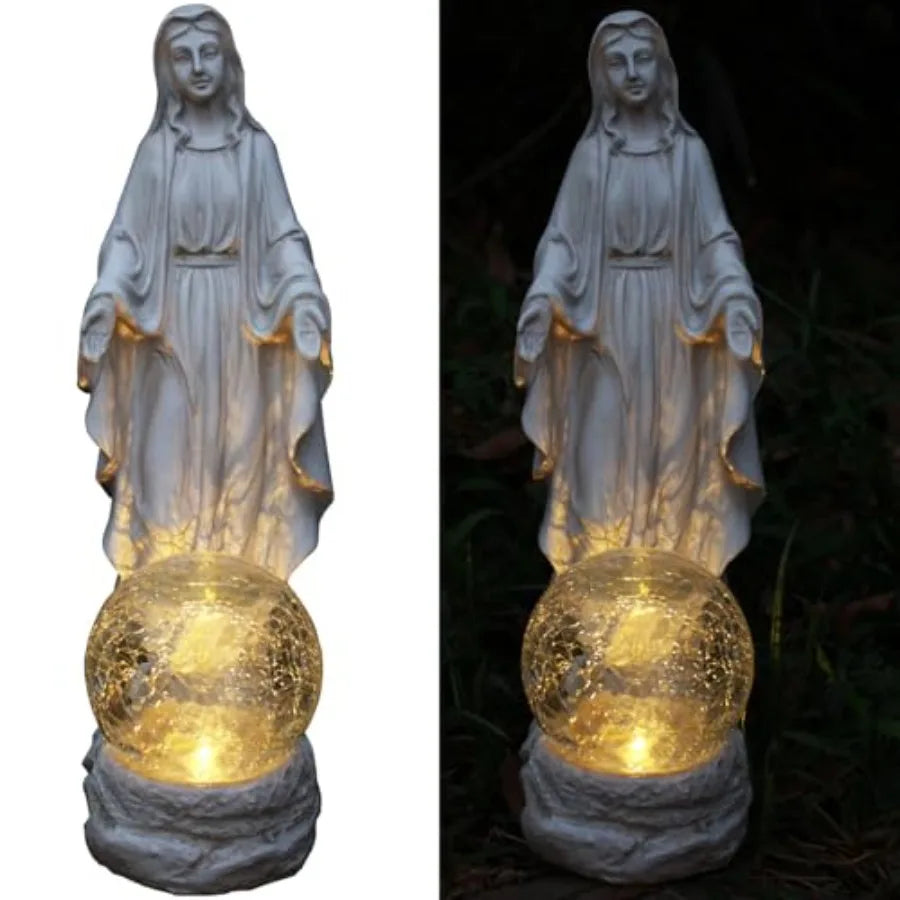 SHXI Solar Virgin Mary Garden Statue With Lights Outdoor Decor