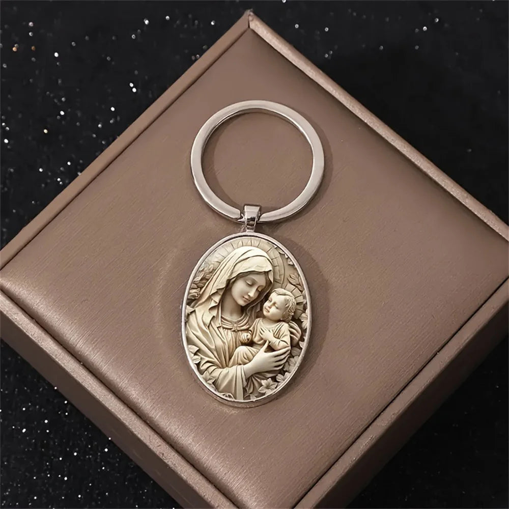 Keychain Virgin Mary Alloy Pendant Religious Charm