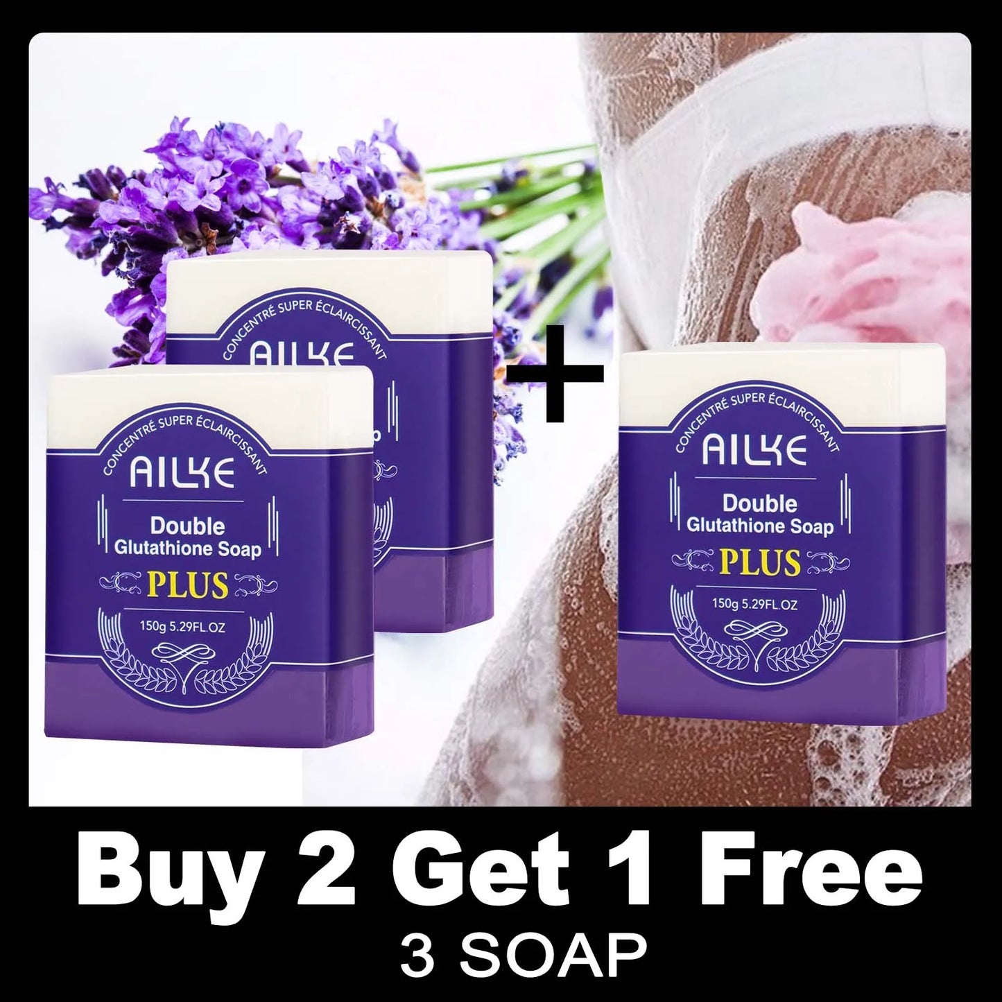 AILKE Soap With Double Glutathione Whitening Lavender Scent