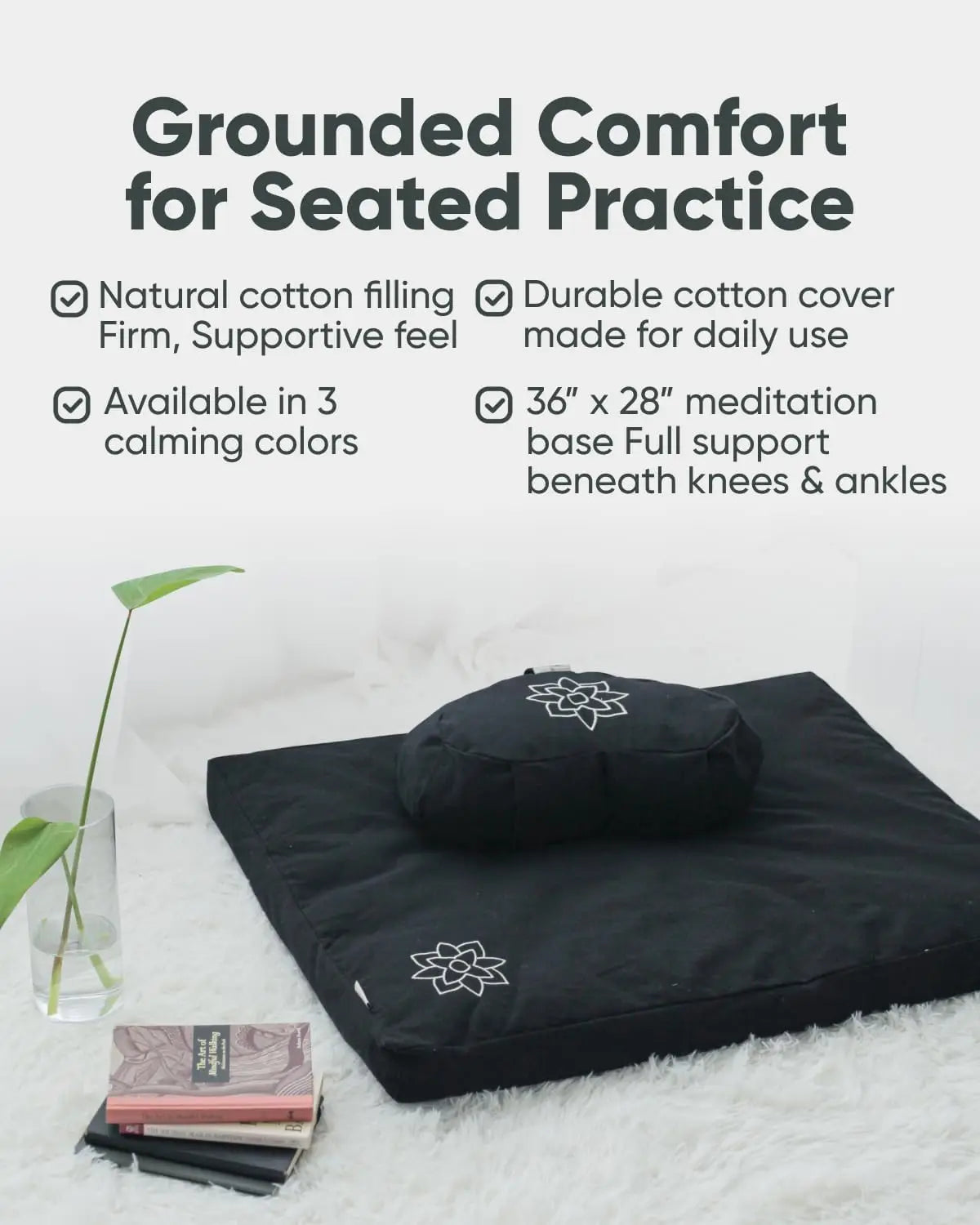 YTYIN Zabuton Meditation Mat Cotton Filled Cushion for Posture