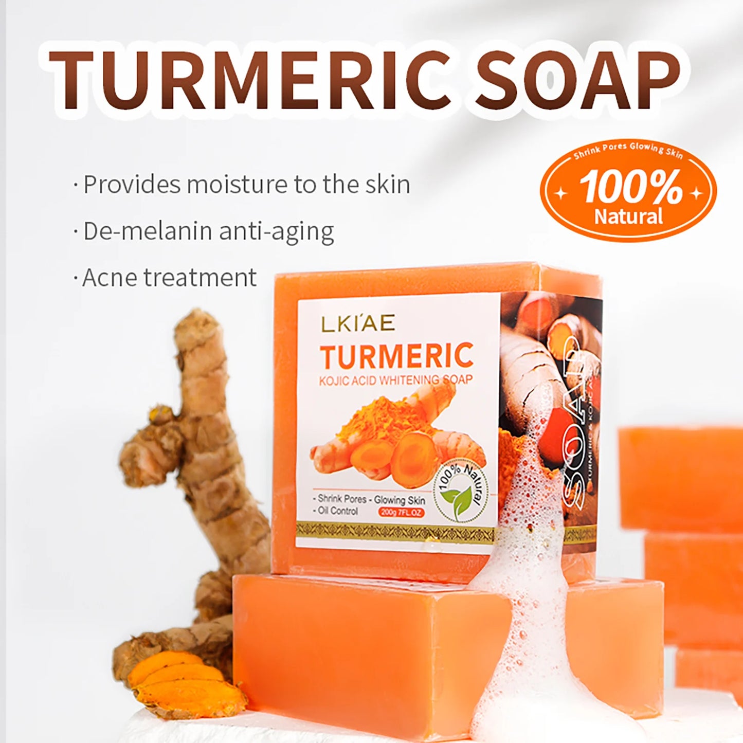 AILKE Turmeric Soap Bar Handmade Whitening Face And Body