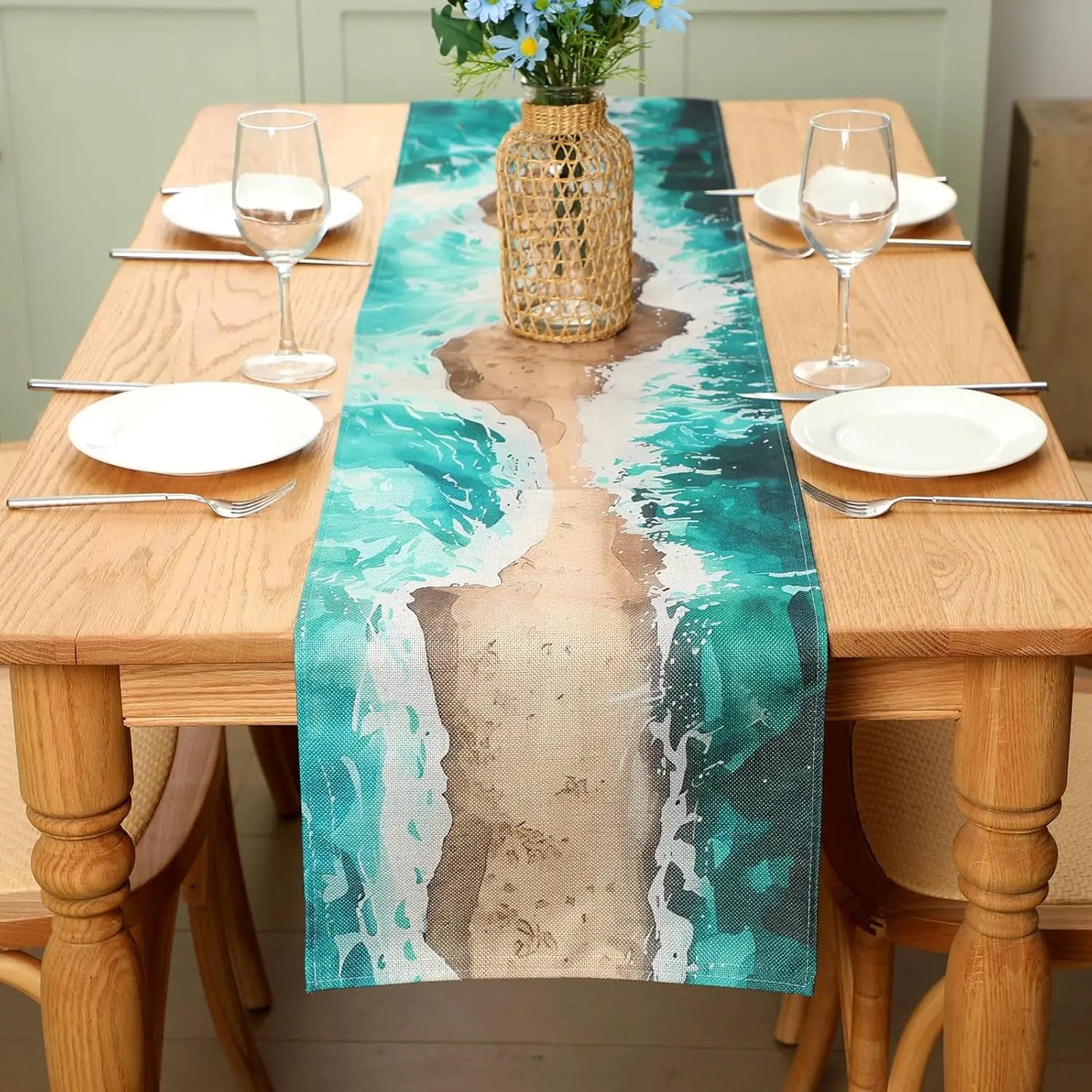 Table Runner Linen Passover Decor For Jewish Holiday Table