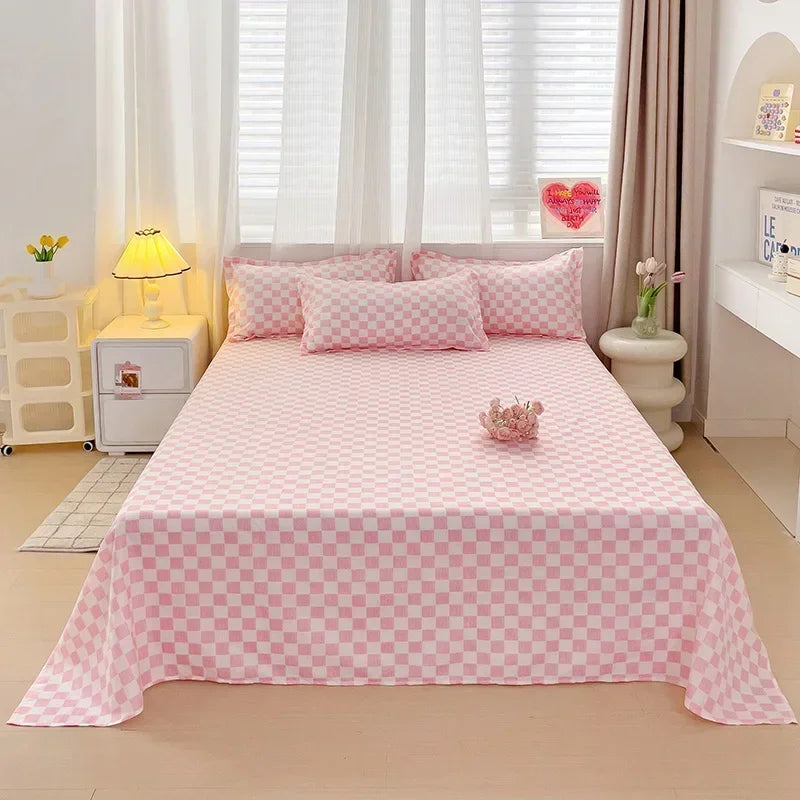 Bed Sheets 100 Percent Polyester Plaid Nordic Style