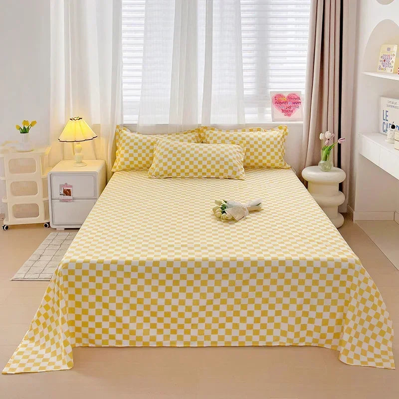 Bed Sheets 100 Percent Polyester Plaid Nordic Style