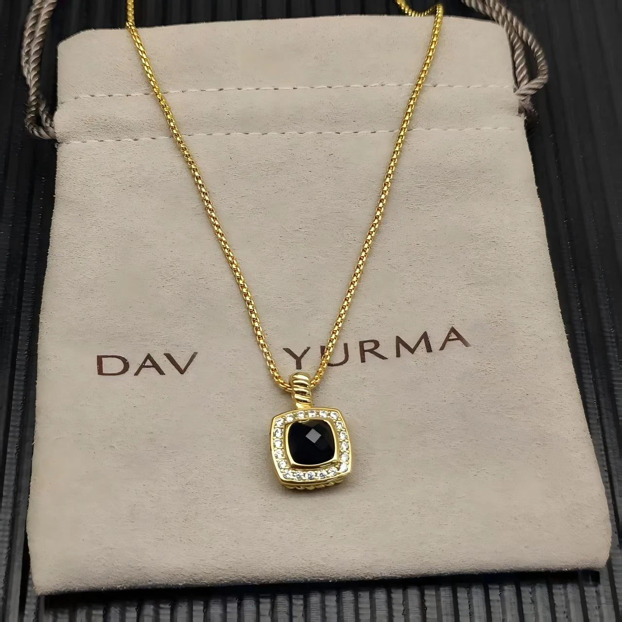 Necklace and Earrings Set With Zircon Square Pendant