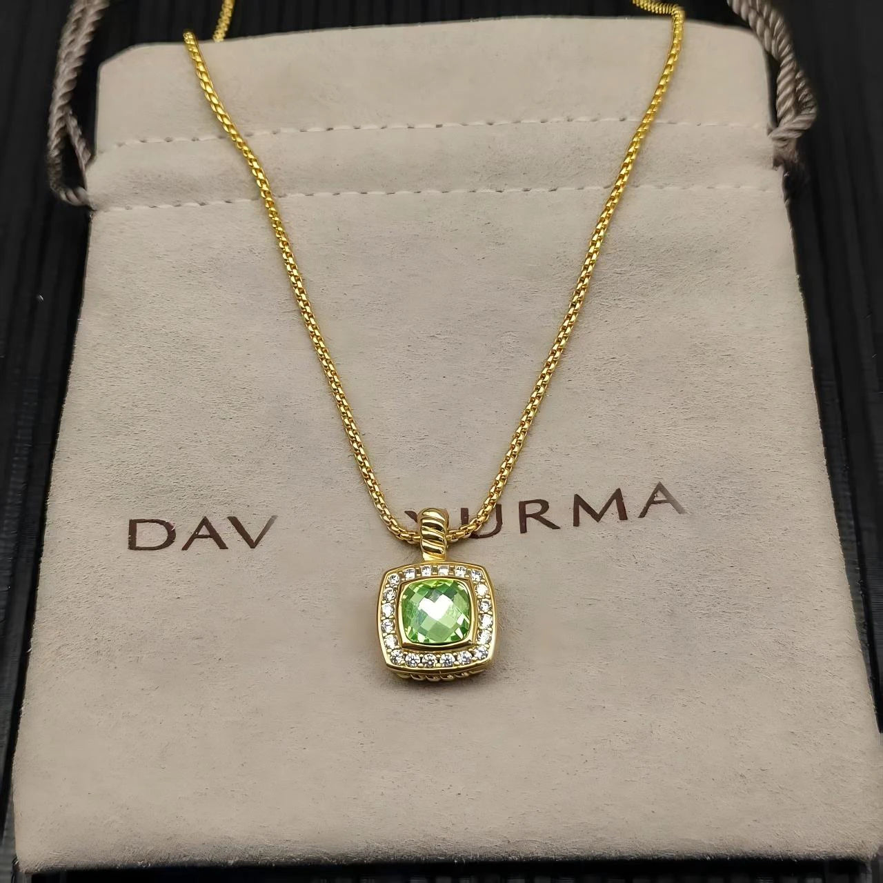 Necklace and Earrings Set With Zircon Square Pendant