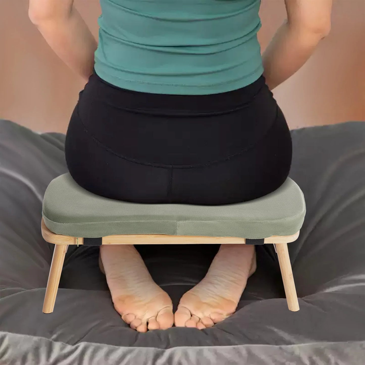 Bymaocar Foldable Meditation Bench Bamboo Frame Cushioned Seat