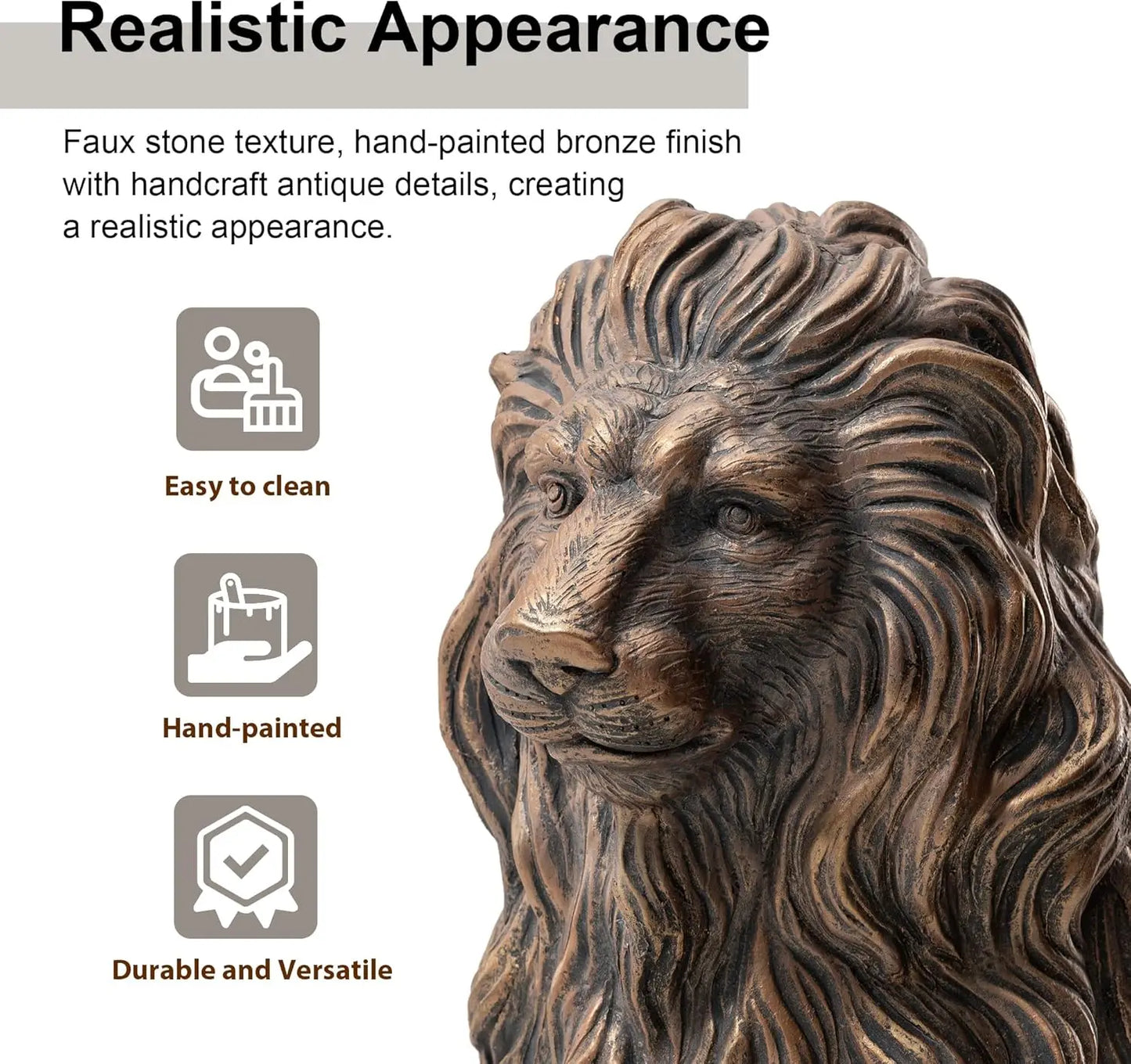 Lion Statue Sitting Bronze Indoor Outdoor Garden Sculpture
