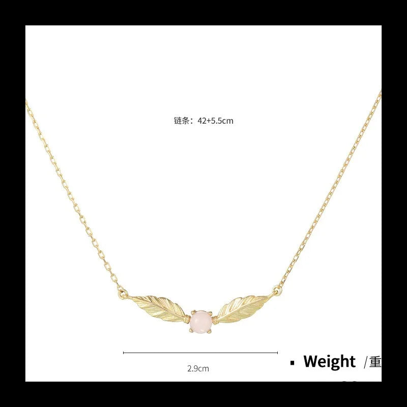 Necklace Angel Wings Sterling Silver Zircon Gemstone Inlaid Pendant