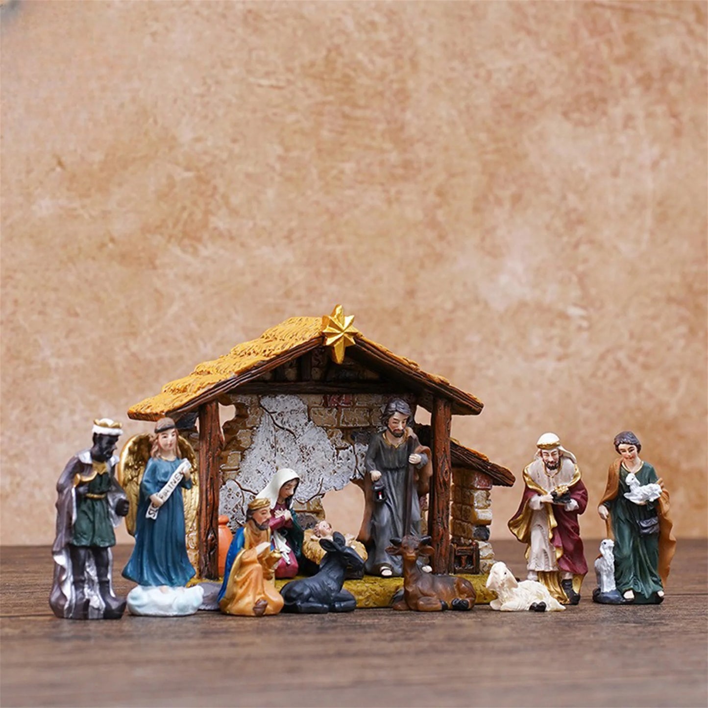 Nativity Scene Set Resin Holy Family Figurines Collection