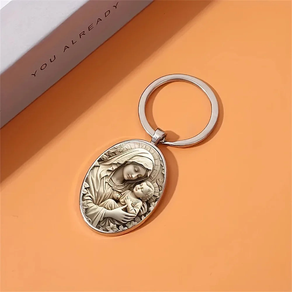 Keychain Virgin Mary Alloy Pendant Religious Charm