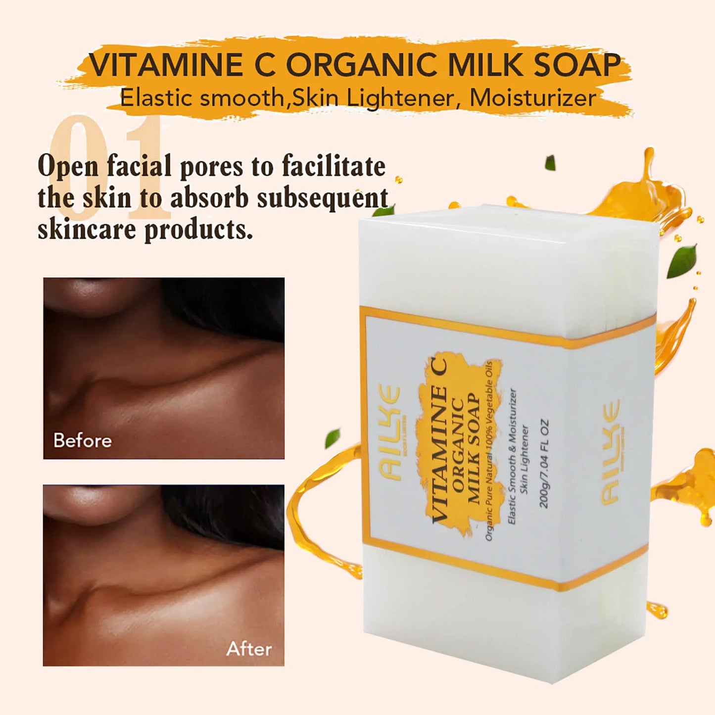 Milk Soap Bar Vitamin C Whitening For Face And Body