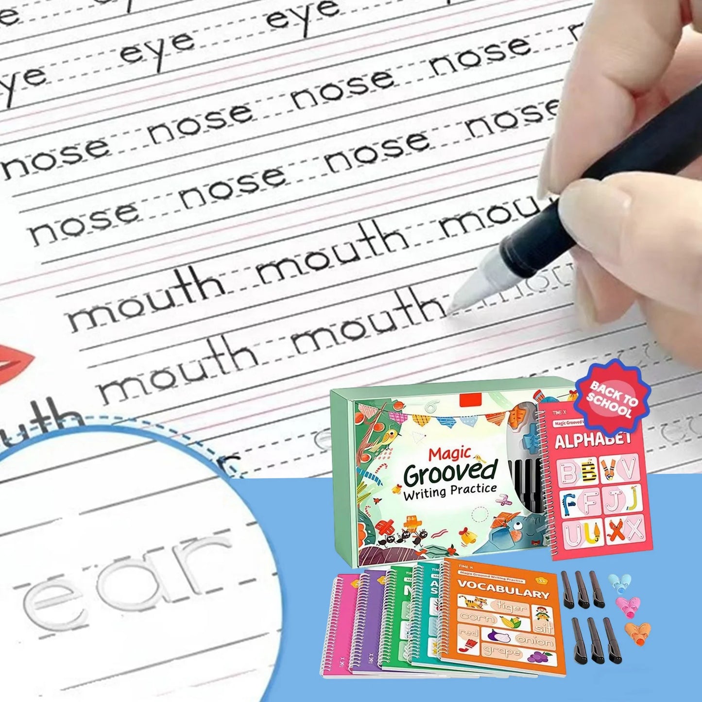 VAKIND Grooved Writing Practice Books for Preschoolers