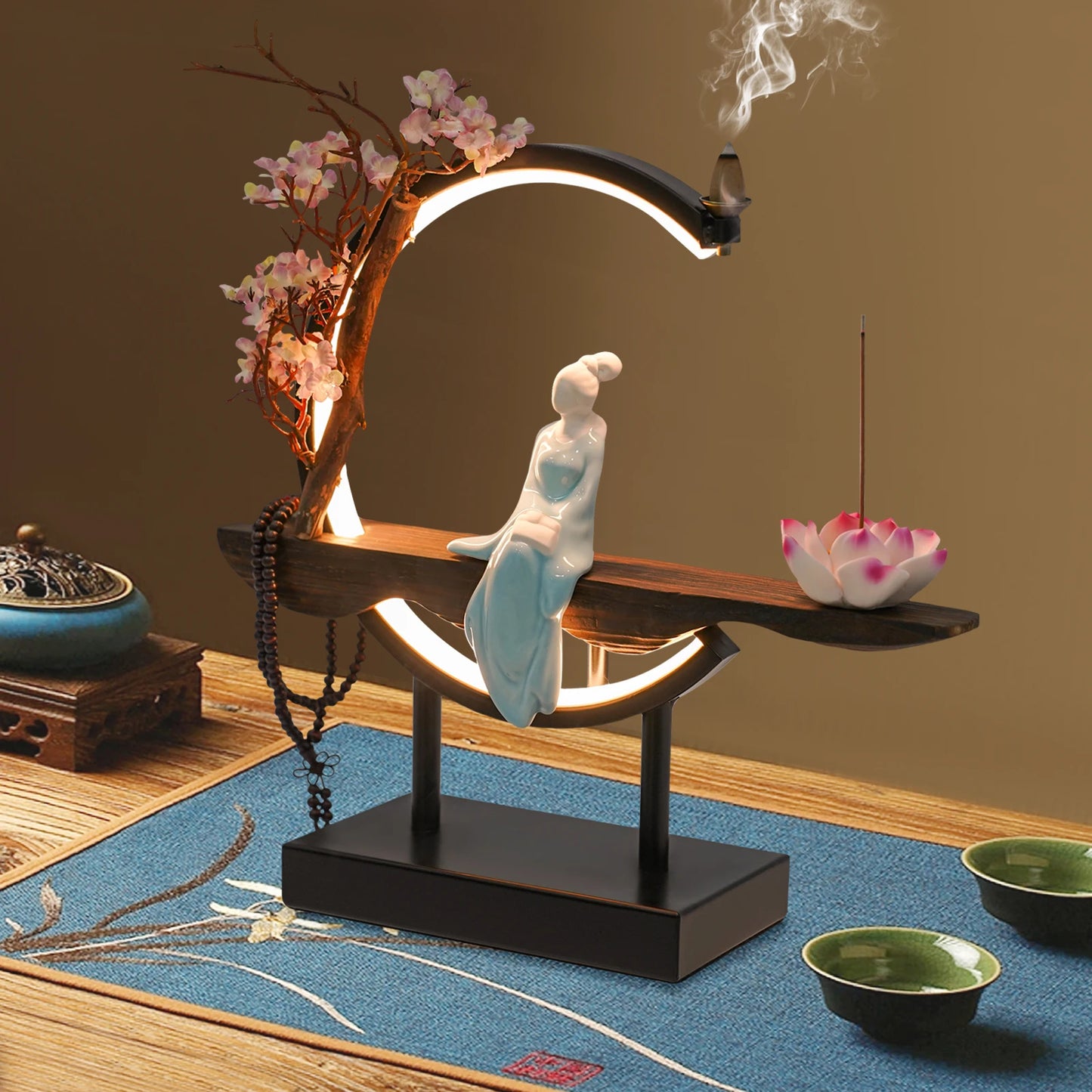 Bymaocar Incense Burner Set Backflow Tabletop Decor