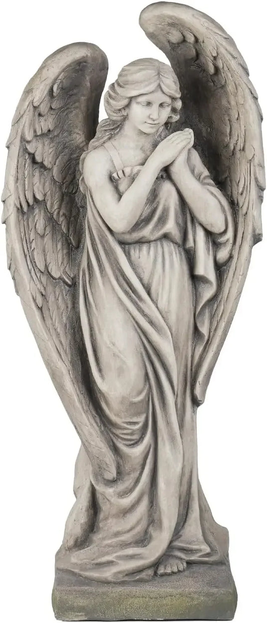Garden Angel Statue Porcelain Finish Outdoor Religious Sculpture